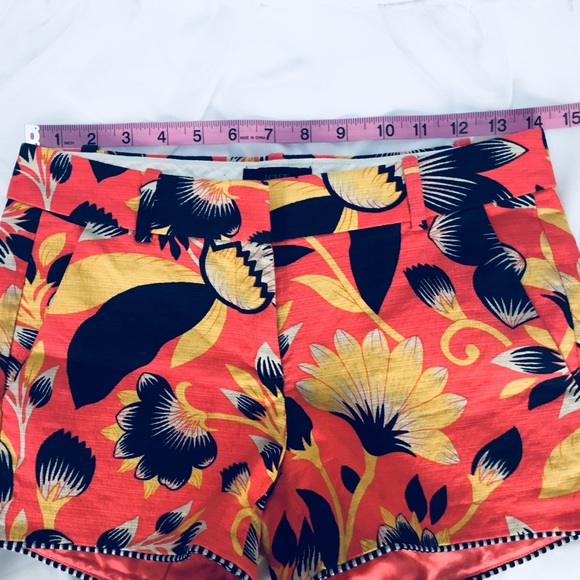 J. Crew Hawaiian Floral Peach Blue Shorts W/Trim - Picture 11 of 13